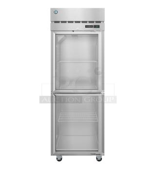 Brand new 2025 Hoshizaki F1A-HG commercial reach-in freezer with two half-size glass doors. Scratch and dent. 115V, 1 phase.