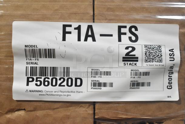 2024 Hoshizaki F1A-FS Commercial Freezer label showing model F1A-FS, serial P56020D, scratch and dent condition.