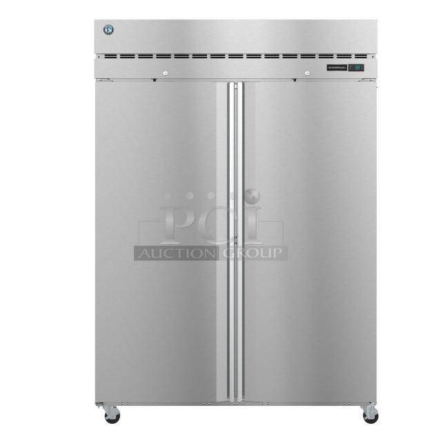 Brand new 2025 Hoshizaki R2A-FS commercial 2-door reach-in cooler, 115 volts, 1 phase, scratch and dent condition.