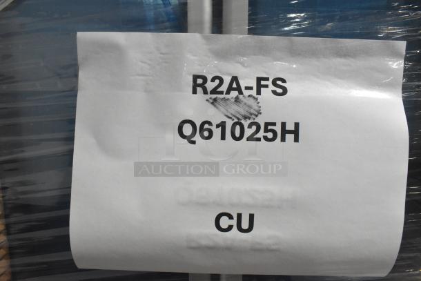 Brand new Hoshizaki R2A-FS cooler, scratch and dent, two-door, 115V, 1 phase, labeled "R2A-FS Q61025H."