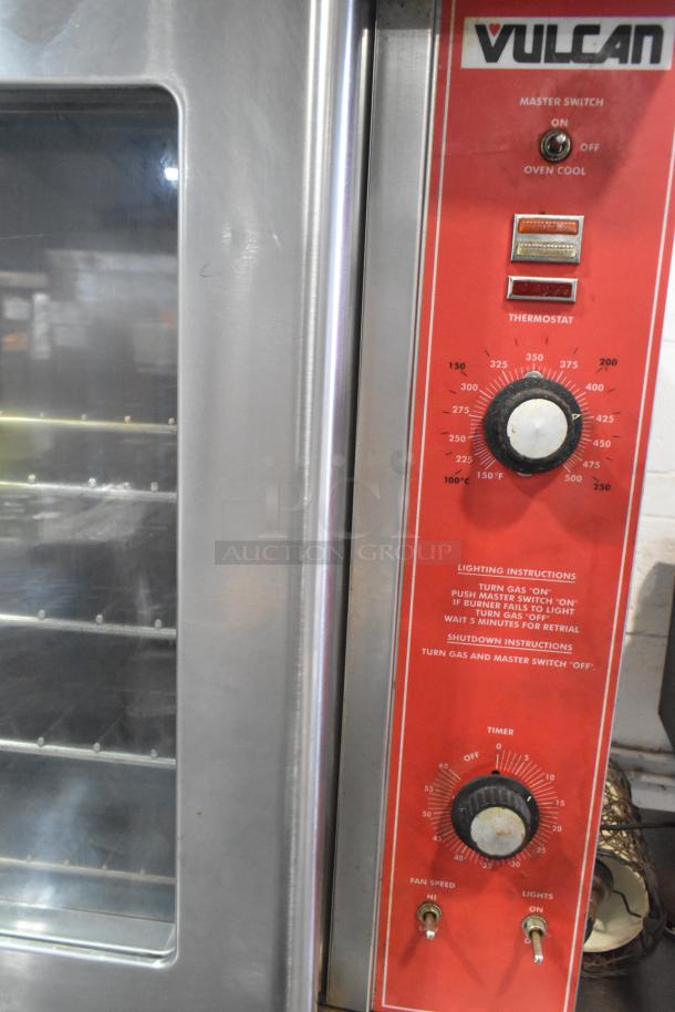 Vulcan VC4GD commercial gas convection oven with view-through doors, thermostatic controls, and commercial casters.