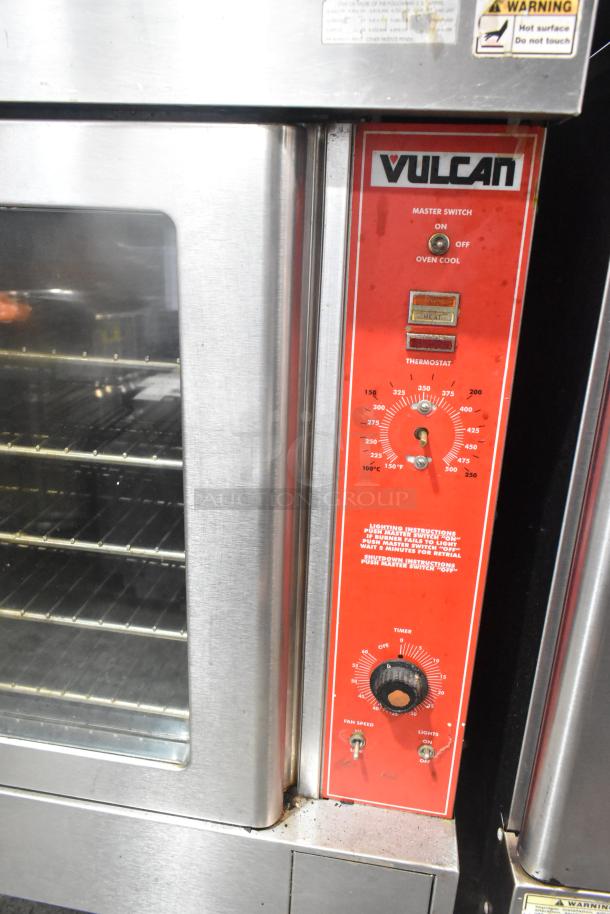 Vulcan VC4GD-10 commercial gas convection oven with view-through doors, thermostatic controls, and commercial casters.