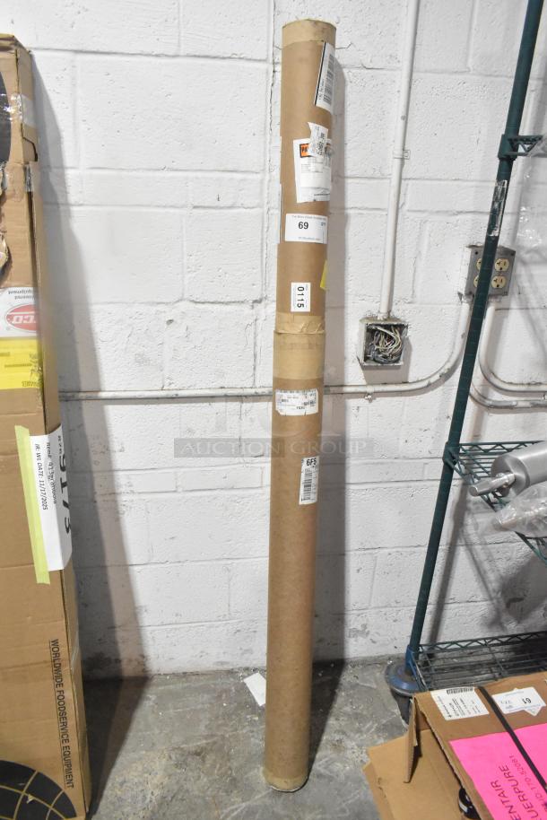 Brand new BKIFL0046 lamp in original packaging, labeled as scratch and dent. Cylindrical shipping container with multiple labels.