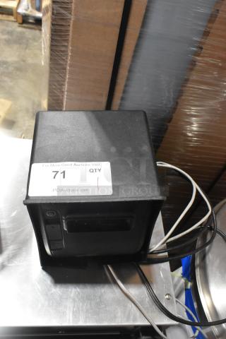 Bixolon SRP-S300 Receipt Printer, black, in used condition. Auction tag displays "71 QTY." Cables visible, no other markings.