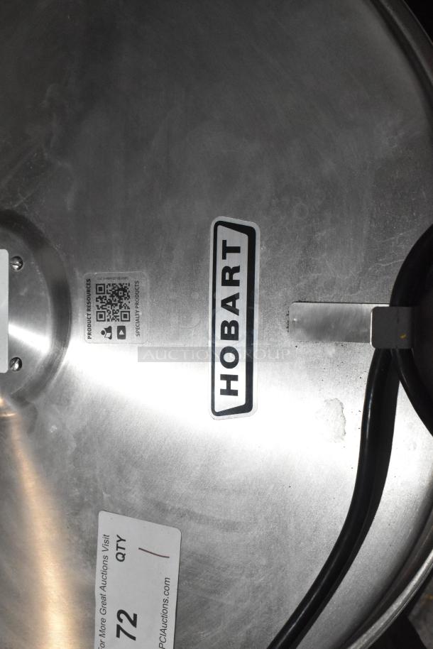 Brand new Hobart SDPS-11 20-gallon salad dryer in stainless steel. Scratch and dent condition with visible Hobart logo.