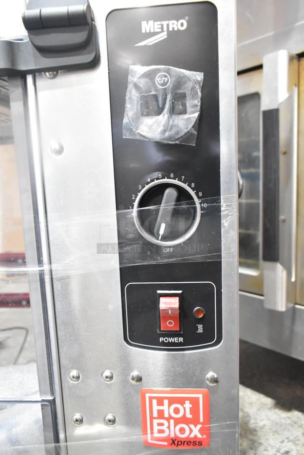 Metro HBCS8-BP HotBlox Xpress heated holding cabinet, brand new scratch and dent, simple controls, 120V, 1-phase.