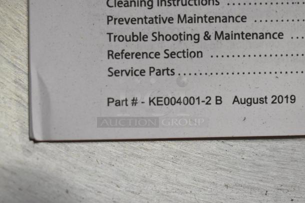 Part number KE004001-2 B listed on a document dated August 2019.