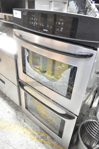 Kenmore 790.47873405 double wall oven, electric, broken upper door glass, stainless steel, 120/208-240V.
