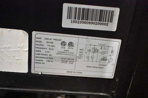 SD105B Commercial Single Door Cooler, 115V, 1 Phase, Model SD105B, ETL certified, refrigerant R290. Made in China.