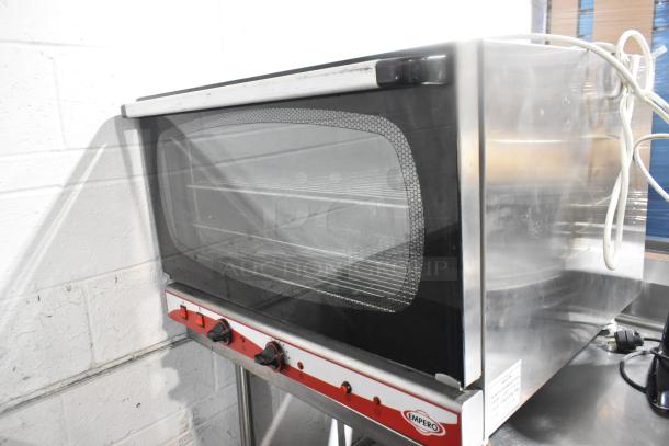 Empero EMP.PFE4-U convection oven, countertop model in stainless steel, 208 volts, 1 phase, visible control knobs.