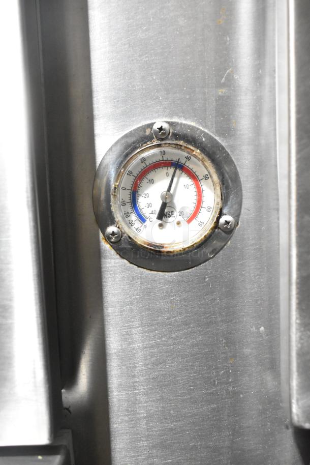 Commercial 4 Drawer Undercounter Cooler with dial thermometer, 115 volts, 1 phase, stainless steel, with sink bay.