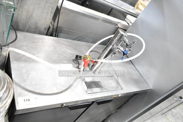 Beverage Air DD48Y-1-B kegerator with single tower, 3 taps, 115 volts, 1 phase. Stainless steel top, condition shown.