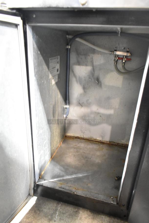 Beverage Air DD48Y-1-B kegerator interior showing tap connections, 115 volts, 1 phase, commercial single tower, 3 taps.