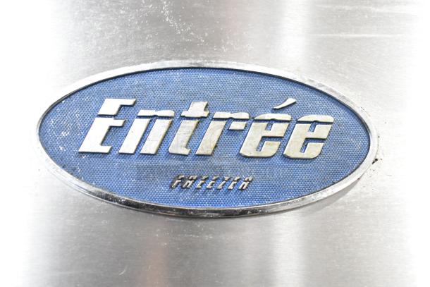Entree CF1-S single door freezer on casters, stainless steel, 115V, 1-phase. Features Entree logo and "Freezer" marking.