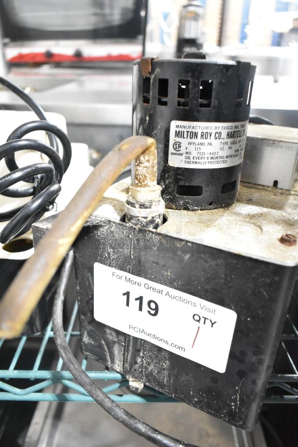 Hartell PAB-1 Automatic Condensate Pump, 115V, 1 Phase. Visible manufacturer label, some rust, and wear. Auction tag "119".