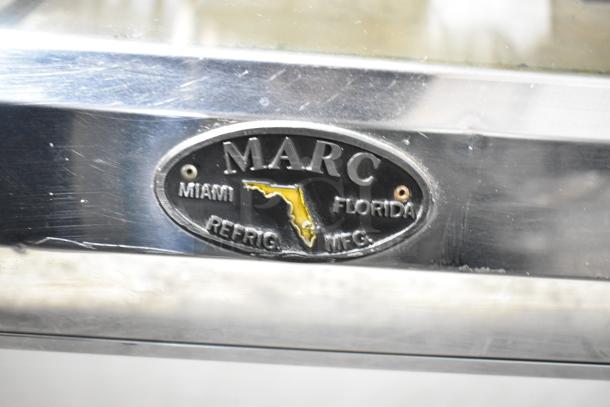 Marc commercial deli display case with a label showing "MAR-C, Miami, Florida, REFRIG. MFG." in good condition. 115 Volts, 1 Phase.