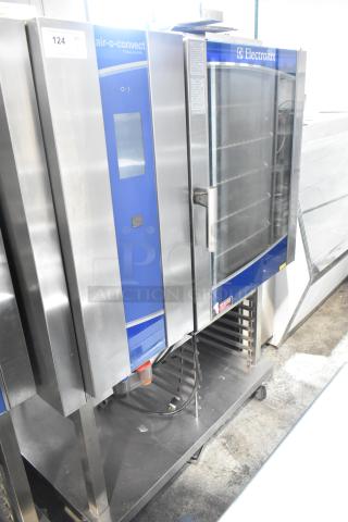 Electrolux Air-o-convect Touchline 9F92225200 commercial convection oven on stand with casters, stainless steel, glass door.