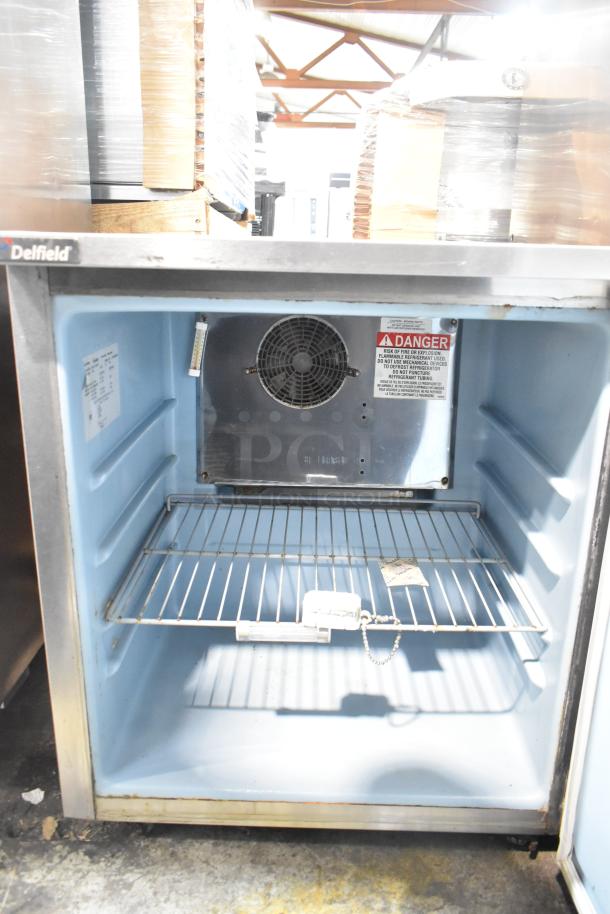 2017 Delfield 406P-STAR2 single door undercounter cooler, 115V, stainless steel, wire shelf, interior fan. Good condition.