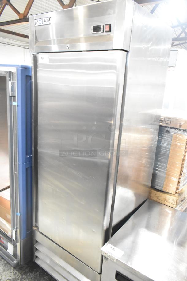 2023 Motak MSD-1DF-BAL-19-X commercial single door freezer, stainless steel, 115 volts, excellent condition.