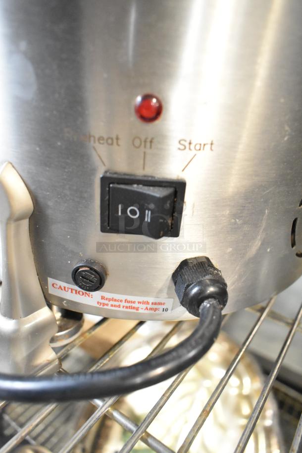 Sephra CF27 Countertop Fountain controls showing switch with reheat, off, start options and caution label for 10 amp fuse.