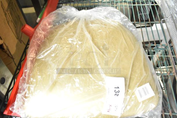 4 new Carlisle 3656805 Sparta 24" red rubber squeegees, single blade with plastic frame, scratch and dent, packaged.