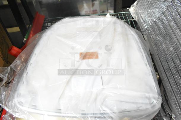 4 brand new Carlisle 3656805 Sparta 24" red rubber squeegees with plastic frames, in original packaging; some dents.