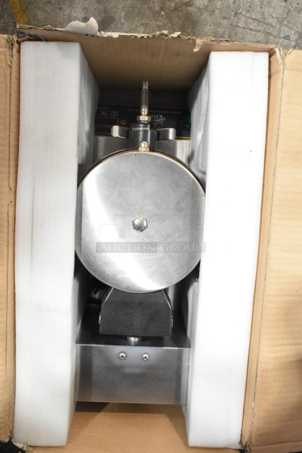 Brand new Carnival King WBM13DGT waffle maker with digital timer, non-stick surface, 120V. Scratch and dent condition.