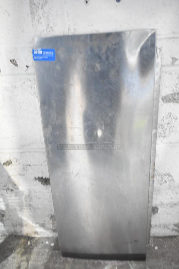 Metal sheet with reflective surface and Alter Recycling label, part of ALL ONE MONEY! tier lot including metal pieces and blue poly rack.