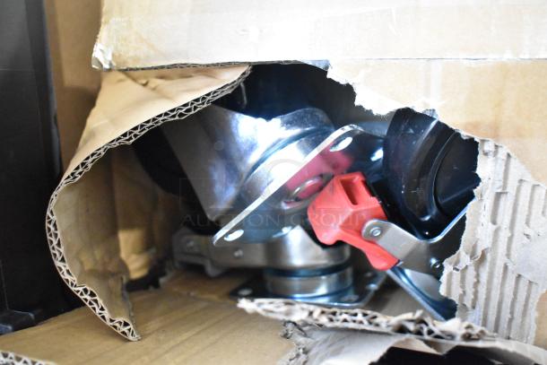 Rubbermaid 2202527 Full Size Housekeeping Cart, new condition, boxed with minor box damage, includes accessory bundle.