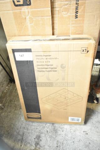 Brand new Rubbermaid® 2124078 Amenity Organizer in box. Scratch and dent condition. For Rubbermaid® housekeeping carts.