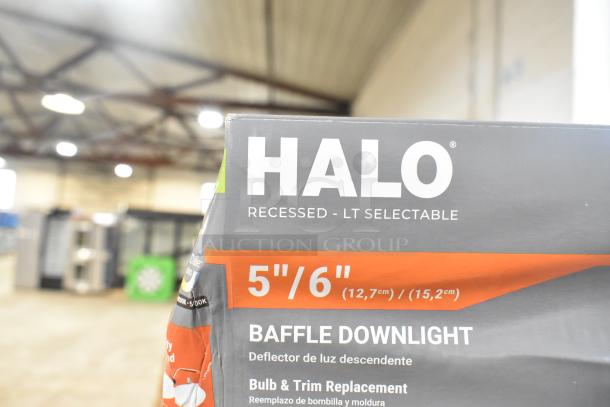 Halo LT56079FS1EWHR6PK Baffle Downlight Set, original box, 5"/6" adjustable, recessed lighting, new condition.