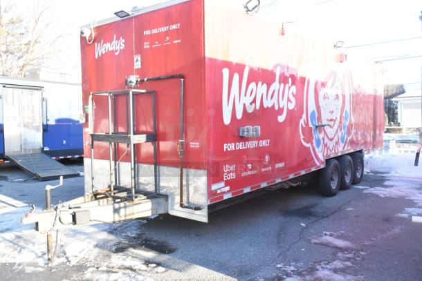 2021 Titanium Cargo 8.5' x 28' mobile kitchen trailer, ex-Wendy's ghost kitchen, triple axle, utility connections intact.