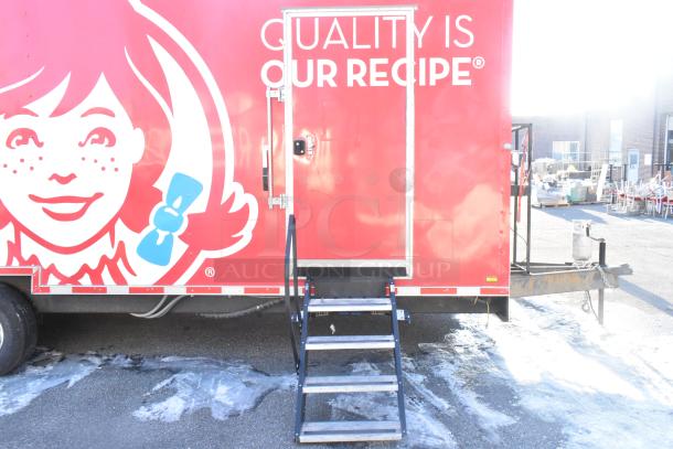 2021 Titanium Cargo 8.5'x28' mobile kitchen trailer, ex-Wendy's ghost kitchen, red exterior, clean title, infrastructure intact.
