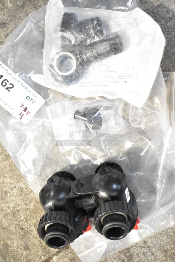 Various items set; includes Avantco 1782795S start relay, V3007-04 plastic fitting, PRTB-CLACK-AS parts bag. Sold in quantity four.