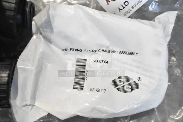 4 various items including 17828028SC, Avantco 1782795S start relay, V3007-04 plastic fitting, PRTB-CLACK-AS parts bag.