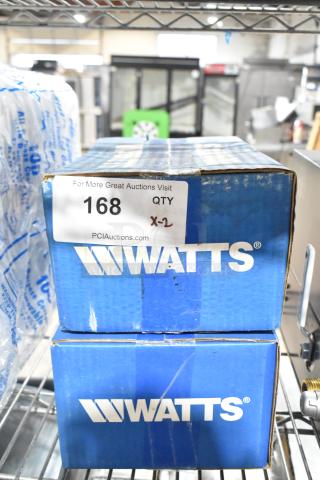 Two new Watts 6A767 007-M2-QT-S double check valve assemblies, 3/4 inch. Scratch and dent condition. Box labeled "168 x-2".