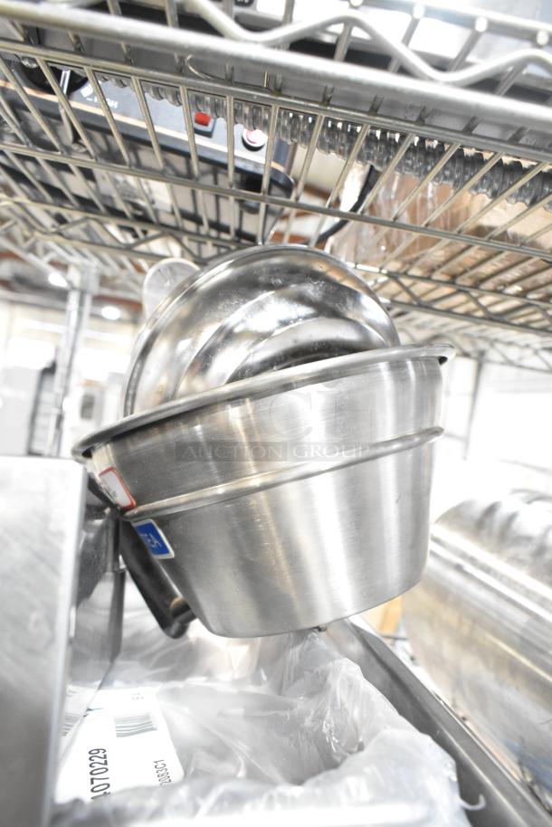 Stainless steel bins and a brew basket, good condition, barcode label visible, part of 10-item lot auction.