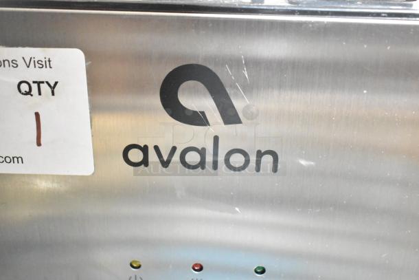 Avalon A11-CTTL countertop water cooler, stainless steel finish, 115V, 1 phase. Features brand logo and control indicators.