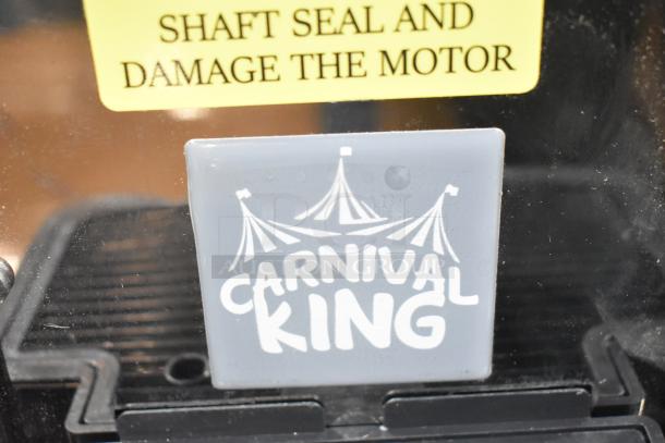 Carnival King 382SMM1 Aurora 1.6-gal slushy machine. New condition. Brand logo and caution label visible on front. 115V, 1 phase.