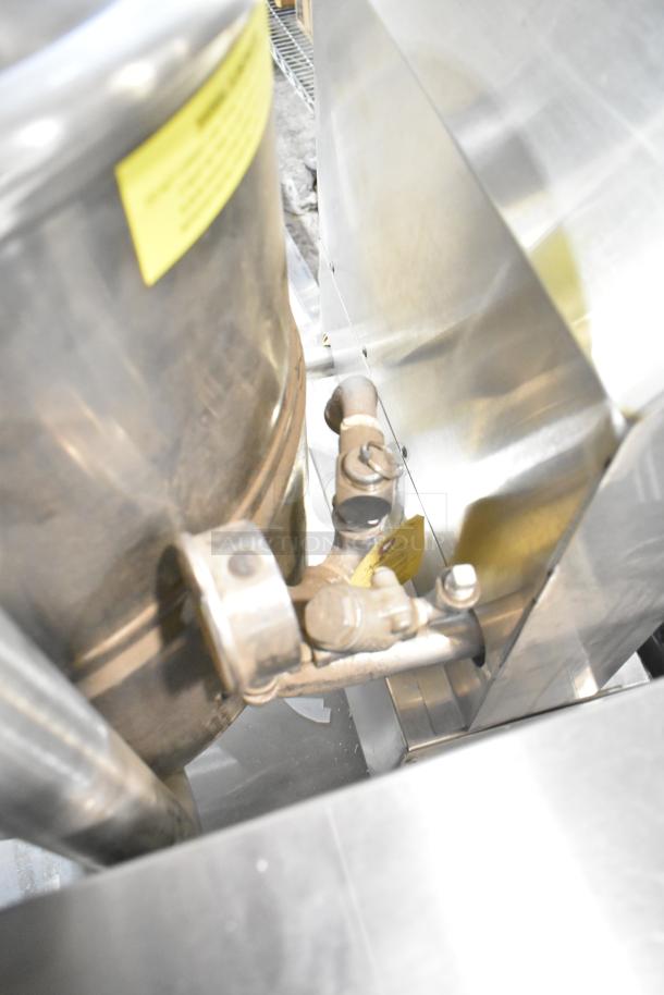 Groen TDH-48C 12-gal steam kettle, natural gas, manual tilt, 52,000 BTU, visible piping and valves, stainless steel.