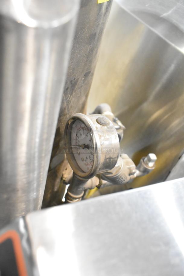 Groen TDH-48C steam kettle gauge. Stainless steel, manual tilt, 12-gallon capacity, 52,000 BTU. Good condition.