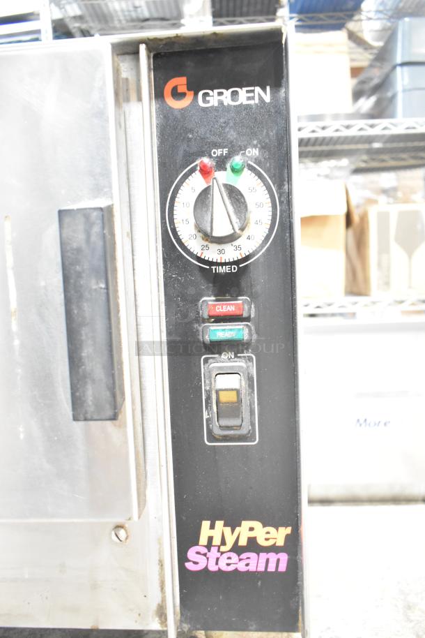 Groen HY-3E HyPer Steam commercial steam cabinet, electric, 240V, 3 phase, single deck, control panel with timer.