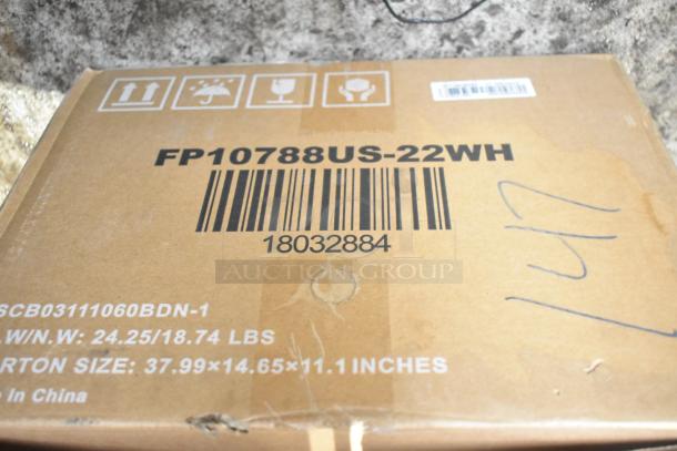 IN ORIGINAL BOX! Total Tactic FP10788US-22WH Split Type Room Air Conditioner packaging, shows model number and dimensions.