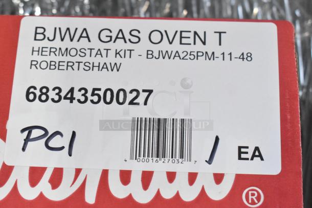 Robertshaw Industries 4350-027 Gas Oven Thermostat Kit label; model 6834350027, 250-550°F, 48" capillary, new, scratch and dent.