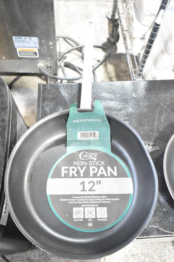12" Choice Non-Stick Fry Pan, aluminum alloy, Whitford Xylan coating, new condition, commercial heavy-duty use.