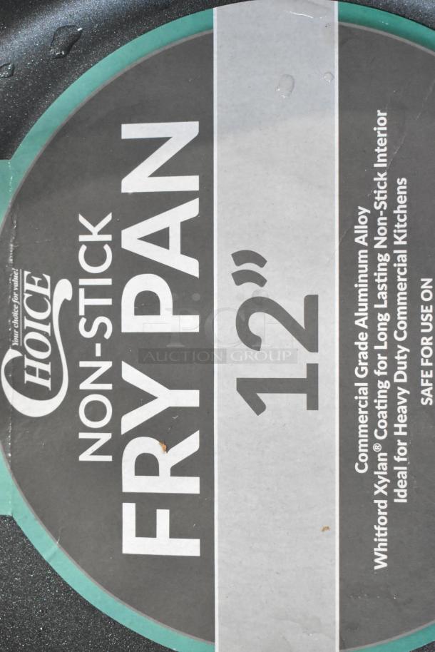 Choice 12" Aluminum Non-Stick Fry Pan, commercial grade, with Xylan coating, ideal for heavy-duty kitchens. Brand new.