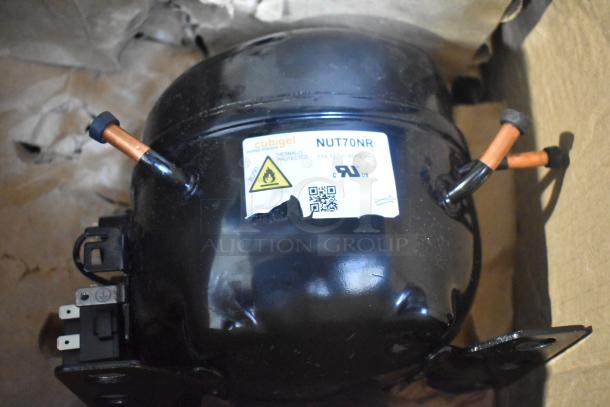 Brand new Cubigel NUT70NR compressor, thermally protected, for Avantco models. Scratch and dent condition.