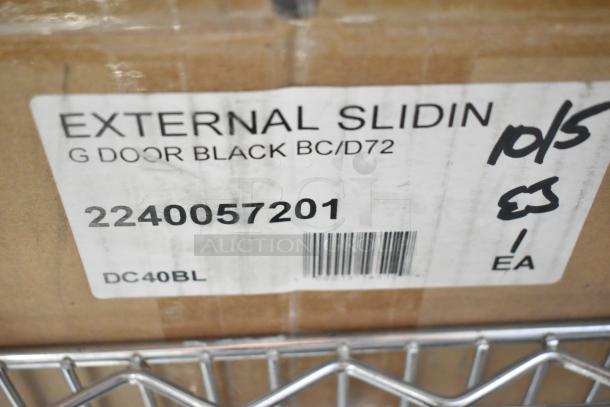 Brand new Avantco 2240057201 sliding door for BCD-72-SB display case, black, scratch and dent condition, labeled "EXTERNAL SLIDIN".