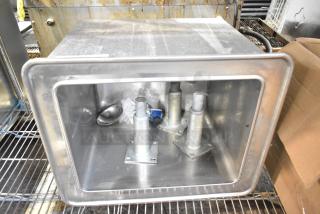 Set-n-serv Drop Ice Bin, stainless steel, used condition, interior view with mounting hardware, suitable for commercial use.