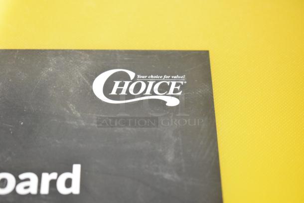 12 Choice cutting boards, scratch and dent, 20"x15" and 24"x18", visible branding "Choice" for value.
